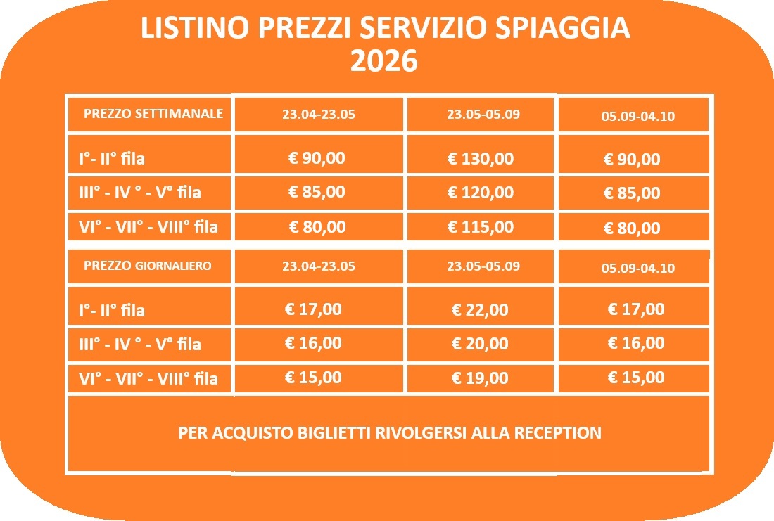 LISTINO SPIAGGIA